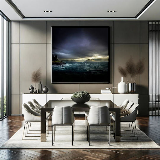 iLovePrints Stormy Sea Mountains Gemälde 90x90