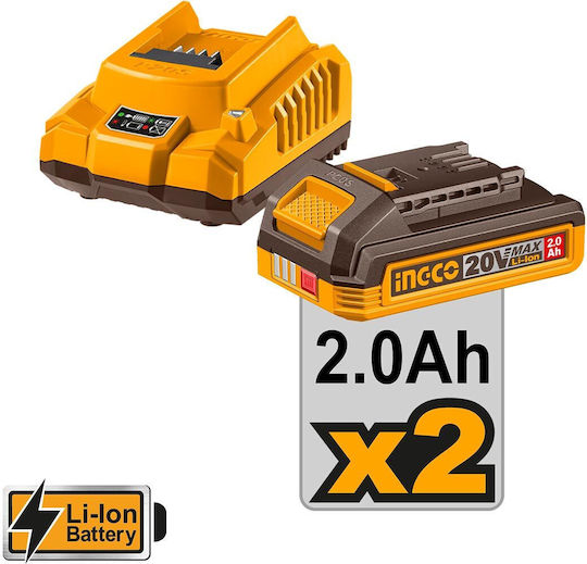 Ingco CIWLI2045E Brushless Μπουλονόκλειδο Μπαταρίας 20V 2x2Ah με Υποδοχή 1/2"