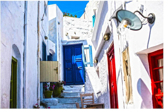 Painting Colorful Alley In Greece Multicolored Alley In Greece 100x70