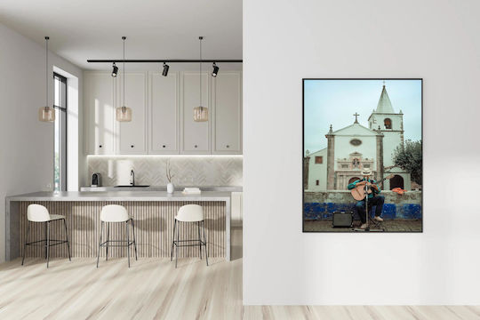 Painting Street Musician In Front Church Street Musician In Front Church 70x100