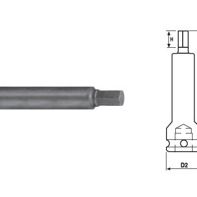 1'' Impact Socket Head External Hex Profile One Piece Length 150 Mm 19