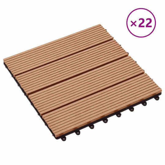 vidaXL Wood Garden Flooring Tile 30x30cm 22 Pieces