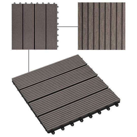 vidaXL Placă Pentru Pardoseală De Grădină Din WPC 30x30cm 22 Bucăți