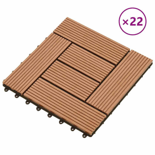 vidaXL Πλακάκι για Δάπεδο Κήπου από WPC 30x30εκ. 22τμχ