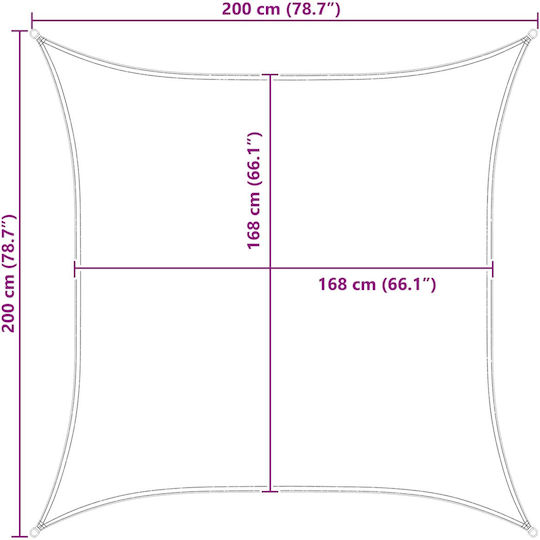 vidaXL Square Gray Mesh Shade Fabric with PU Coating 2x2m