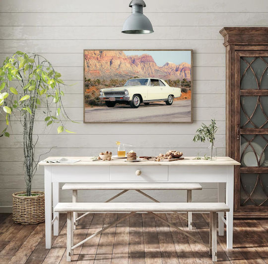 Painting Vintage Car In Desert Landscape Vintage Car In Desert Landscape 65x40