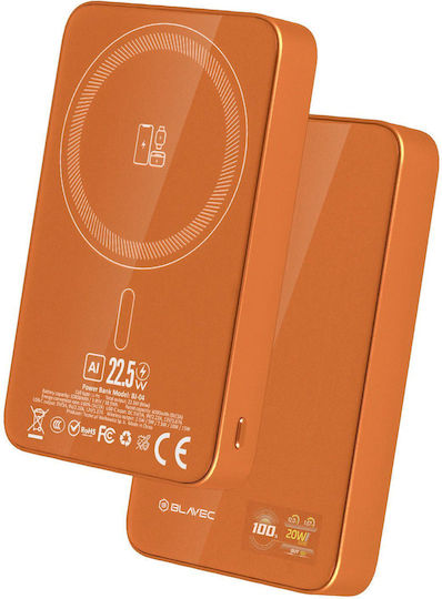 Blavec BJ-04 Slim MagSafe Power Bank 10000mAh 22.5W Orange