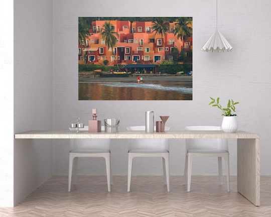 Painting Colorful Beachfront Buildings Multicolored Coastal Buildings 120x80