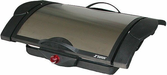 Serton Tabletop Electric Grill Grill 2000W Inox with Lid and Adjustable Thermostat 37.5cmx24cmcm
