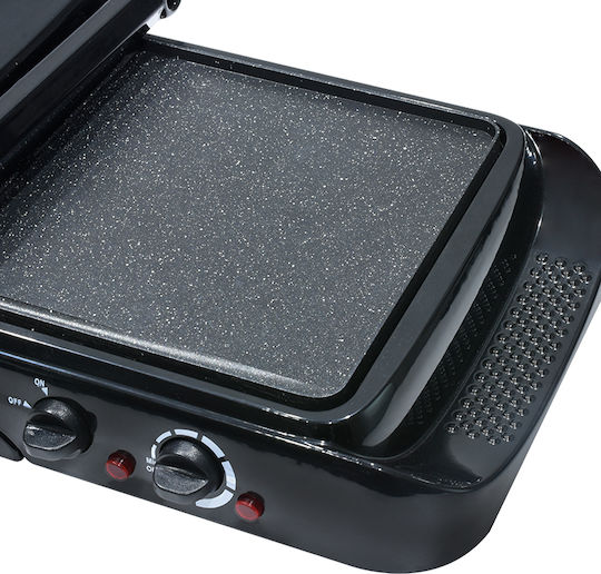 Lexical Tabletop Electric Grill Smooth and Ribbed Plate 1600W with Adjustable Thermostat