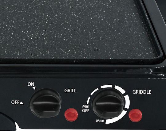 Lexical Tabletop Electric Grill Smooth and Ribbed Plate 1600W with Adjustable Thermostat