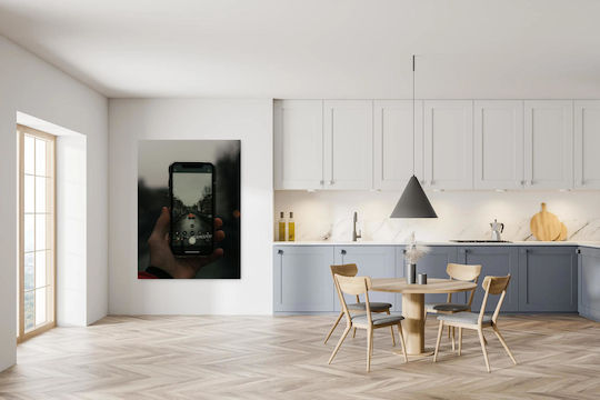 Painting Capturing a Red Car on Canal 40x65
