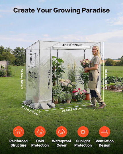 Vevor Vevor Greenhouse Type House with Metallic Frame 1.95x0.77x1.68m
