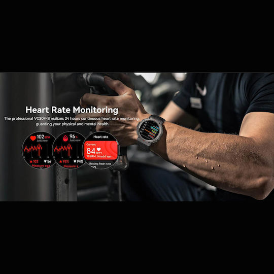 Microwear DM58 GPS 45mm Smartwatch με Παλμογράφο (Red Silicone)