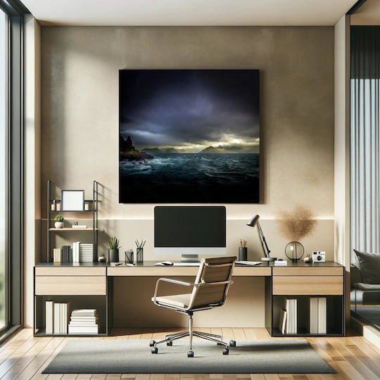Πίνακας Stormy Sea Mountains Θυελλώδης Θάλασσα Βουνά 80x80