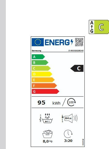 Samsung DV80DG52B0AEET Tumble Dryer 8kg with Heat Pump