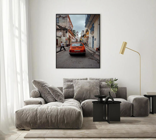 Painting Orange Car On A Vintage Street Orange Car On A Vintage Street 40x65