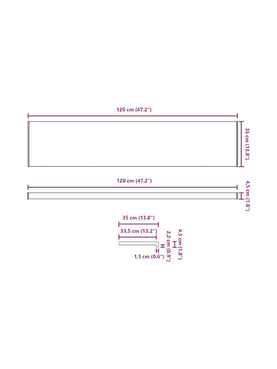 vidaXL Περβάζι Παράθυρου PVC Π120xΥ35cm