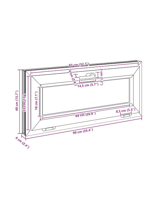 vidaXL Ανοιγόμενο Παράθυρο PVC Π90xΥ40cm