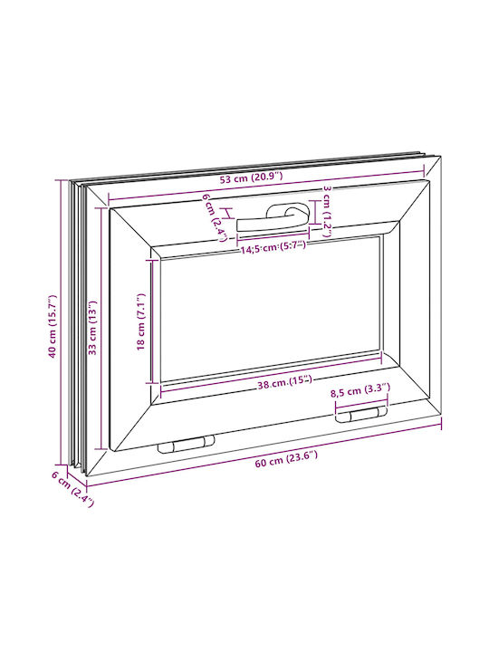 vidaXL Hinged PVC Window W60xH40cm