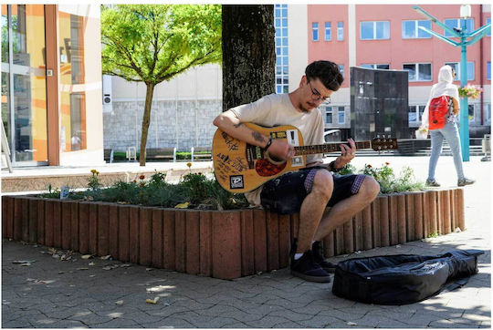 Painting Street Musician Playing Guitar Musician Of The Street Plays Guitar 120x80