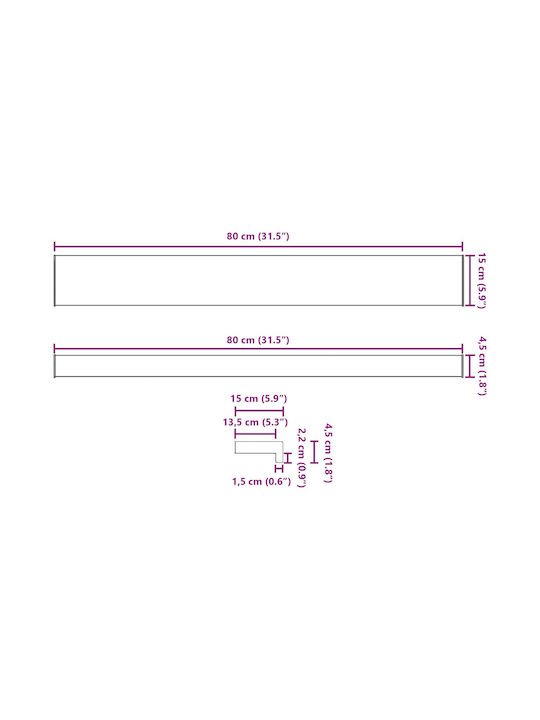 vidaXL Wooden Window Sill W80xH15cm