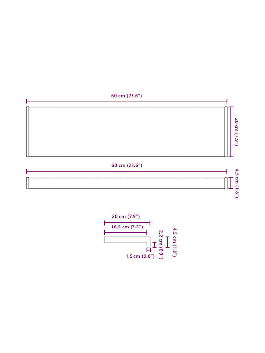 vidaXL Wooden Window Sill W60xH20cm