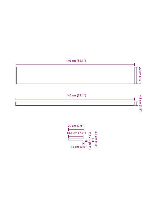 vidaXL Window Sill PVC W140xH20cm
