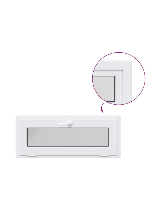 vidaXL Hinged PVC Window W110xH40cm