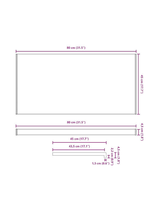 vidaXL Pervaz Fereastră Lemn L80xÎ45cm