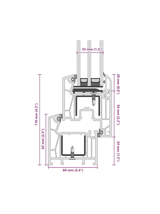 vidaXL Hinged PVC Window W90xH40cm