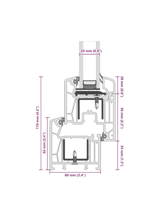 vidaXL Hinged PVC Window W80xH40cm