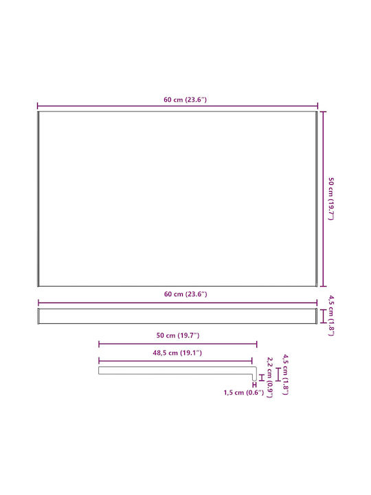 vidaXL Holzfensterbank P60xH50cm