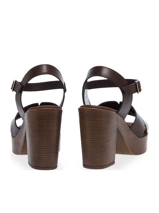 Parex Women's Sandals Crossed Strap Front Brown