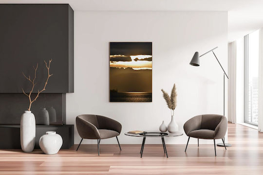 Painting Sunset Over Mountains Sea 70x100