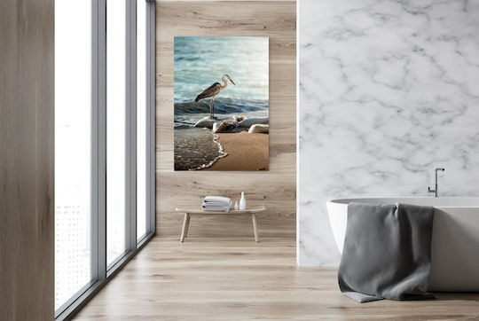 iLovePrints Gemälde Heron By Sea Eider Ente Neben Dem Meer 70x100
