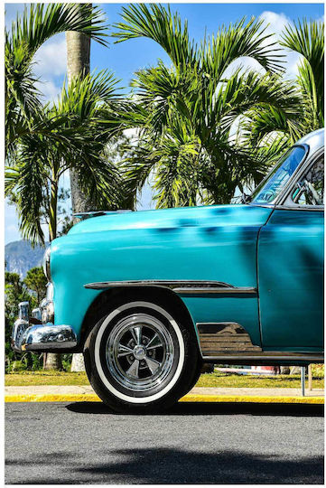 Vintage Car Palm Trees Vintage Painting 60x90