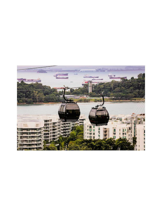 Панел Cable Cars Overlooking City Sea Телеферик Изглед Към Град Море 65x40