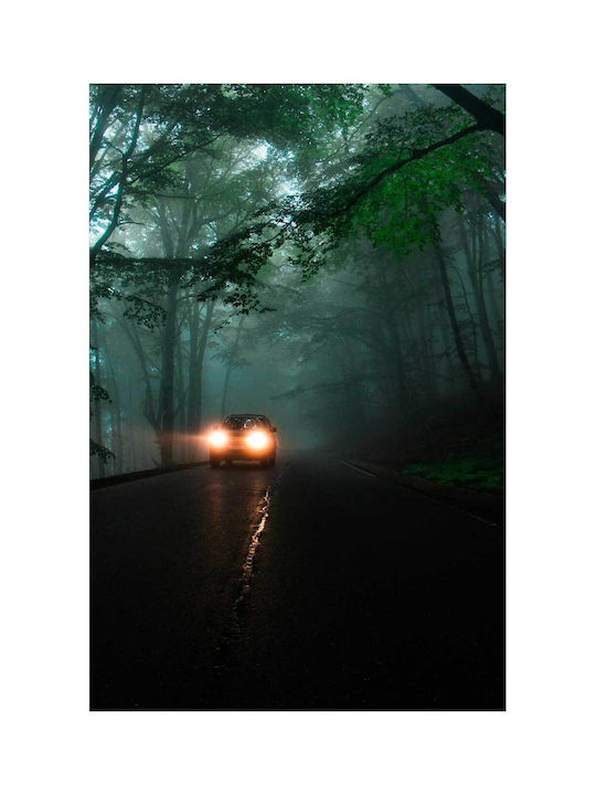 Панел Car On A Foggy Forest Road Автомобил По Един Мъглив Горски Път 60x90