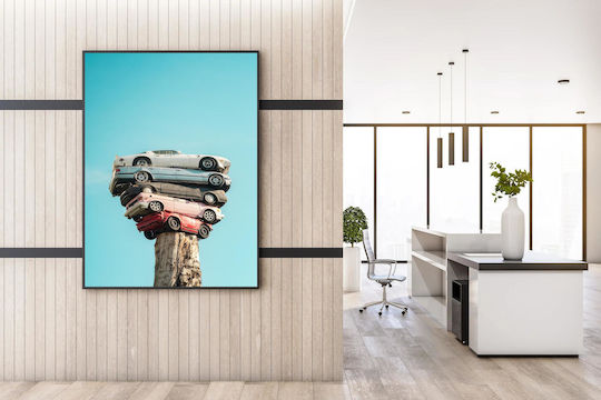 Painting Stacked Cars On Tree Stump Stacked Cars Tree Stump 70x100