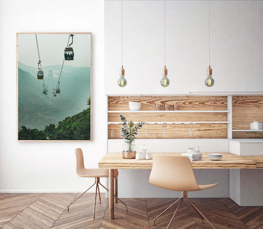 Πίνακας Cable Cars In Misty Mountains Τελεφερίκ Στα Ομιχλώδη Βουνά 40x65