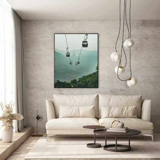 Πίνακας Cable Cars In Misty Mountains Τελεφερίκ Στα Ομιχλώδη Βουνά 40x65