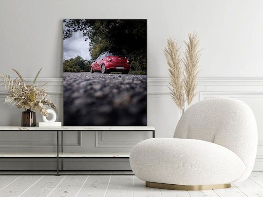 Панел Red Car On A Road Червено Автомобил Път 60x90
