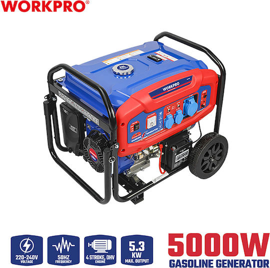 WorkPro Gasoline Generator Four-Stroke with Manual - Electric Starter Wheels and Maximum Power 6.6kVA
