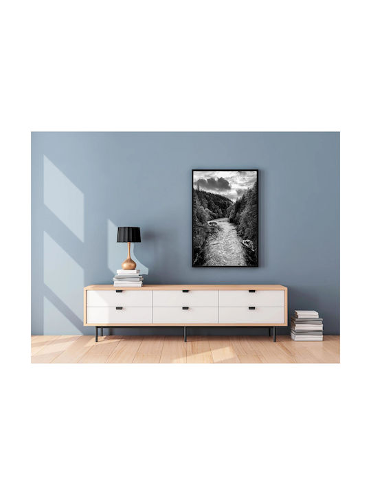 Панел Black White River Landscape Черно-бял Пейзаж На Река 100x150