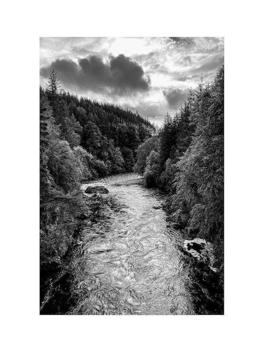 Панел Black White River Landscape Черно-бял Пейзаж На Река 100x150