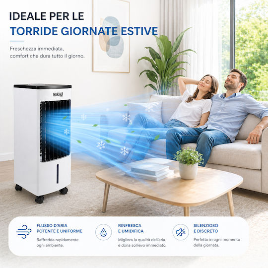Bakaji Air Cooler 80W with Remote Control White