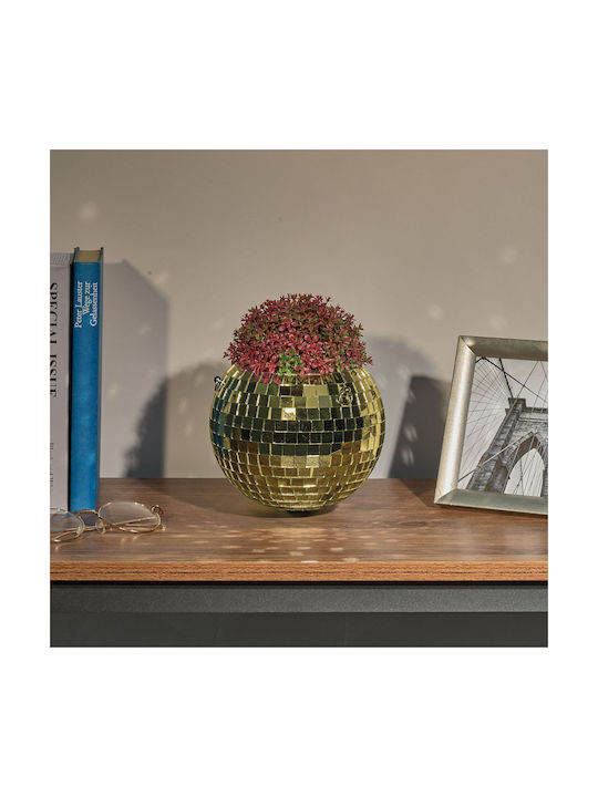 Relaxdays Goldener Blumentopf 13x15cm