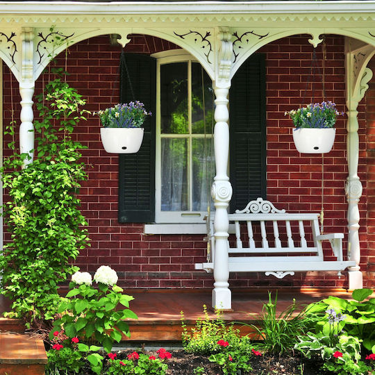 Relaxdays Set of 2 White Plastic Flower Pots