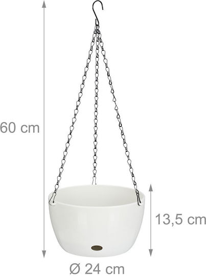Relaxdays Set of 2 White Plastic Flower Pots